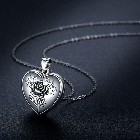 RBG Dissent Heart Locket Necklace Locket Necklace That Holds Pictures 925 Sterling Silver Rose Flower Photo Necklace Picture Locket Necklace For Women